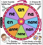 1 sınıf A,N,E seslerinden çarkıfelek şablonu