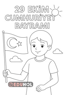 Cumhuriyet bayramı boyama -erkek öğrenci