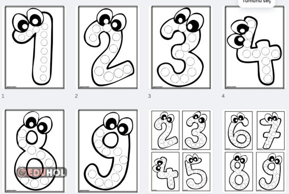 Deftere Yapıştırmak İçin Ritmik Sayma Boş Şablonları (Siyah-Beyaz)