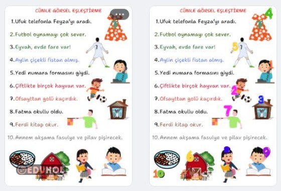F Sesi Cümle Oku Görsel Eşleştir (Cevaplarıyla)