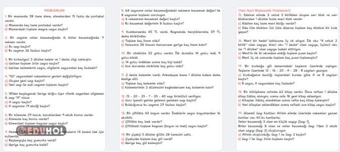 Problemler Ödevleri (30 Tane Problem)