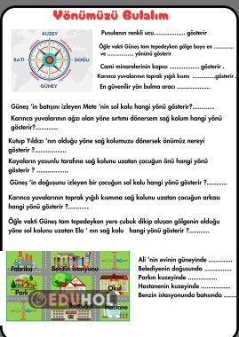 Yön Bulma 2.ve 3.sınıflar için zor sorular