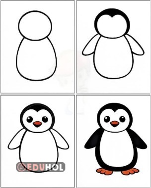 Kolay çizimler penguen