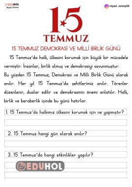 15 TEMMUZ DEMOKRASİ VE MİLLİ BİRLİK GÜNÜ