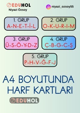 A4 BOYUTUNDA HARF KARTLARI