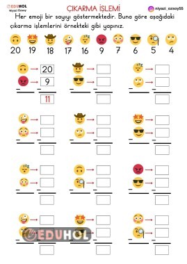 EMOJİLERLE ÇIKARMA İŞLEMİ