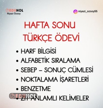 HAFTA SONU TÜRKÇE ÖDEVİ