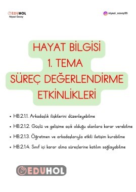 HAYAT BİLGİSİ 1. TEMA SÜREÇ DEĞERLENDİRME