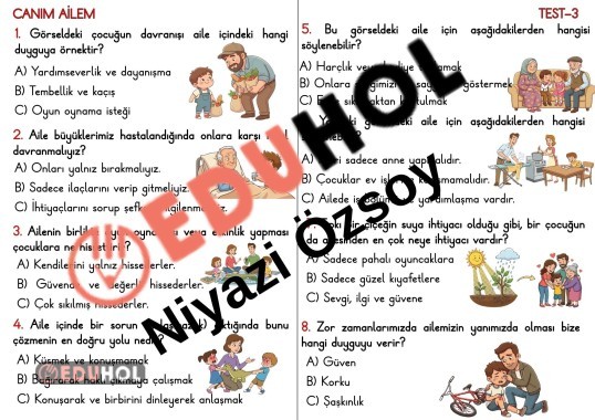 HAYAT BİLGİSİ TEST -3