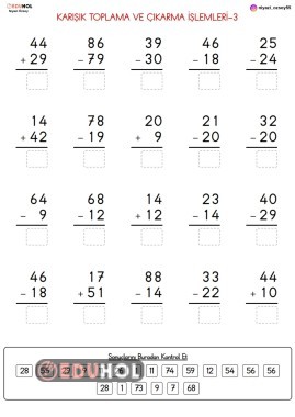 KARIŞIK TOPLAMA VE ÇIKARMA İŞLEMLERİ - 3