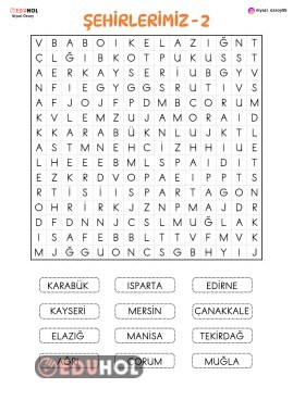 KELİME AVI BULMACA ŞEHİRLERİMİZ-2