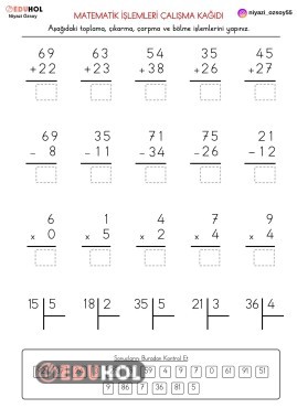 MATEMATİK 4 İŞLEM ALIŞTIRMALARI -2