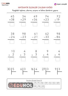 MATEMATİK 4 İŞLEM ALIŞTIRMALARI