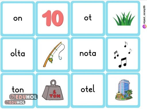 O,K,U HARFLERİ RESİMSİZ HAFIZA KARTLARI