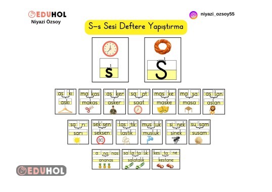 S Harfi Deftere Yapıştırma