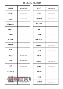 DİLİMİZİN ZENGİNLİKLERİ BİLEN OTURUR ETKİNLİĞİ İÇİN EŞ ANLAMLI KELİMELER