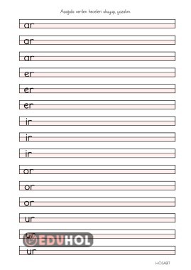 R SESİ İLE İLGİLİ HECE ÇALIŞMASI