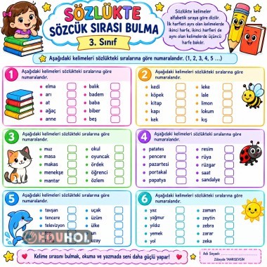 sözcükleri sözlük sıralama