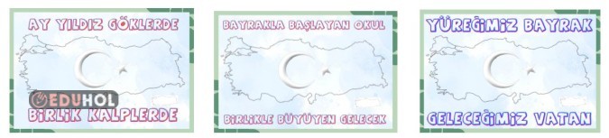 Bayrak ve sözleri boyama.