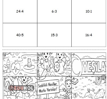 Bölme işlemi yapbozu (Yeşilay görselli)