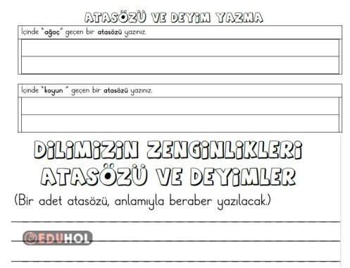 Dilimizin Zenginlikleri atasözü deyim etkinliği