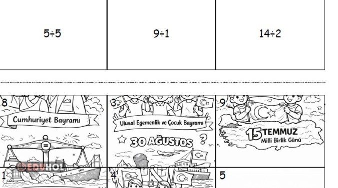 Milli Bayrmlar Bölme İşlemi Yapbozu