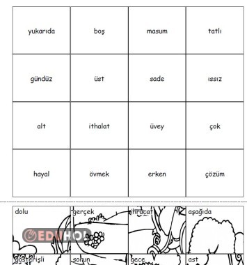 Zıt Anlam yapboz etkinliği