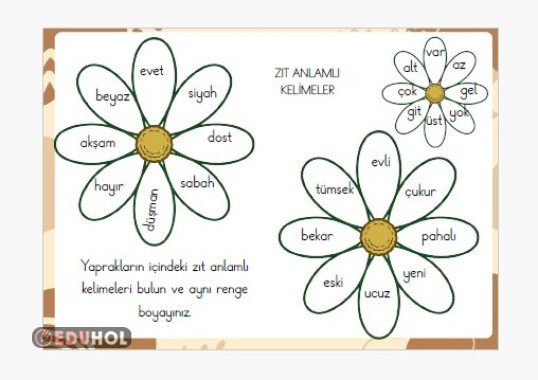 Zıt Anlamlı Kelimeler Etkinliği