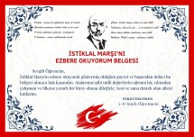 İstiklal Marşı’nı Ezbere Okuma Belgesi