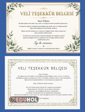 Veli Teşekkür Belgesi