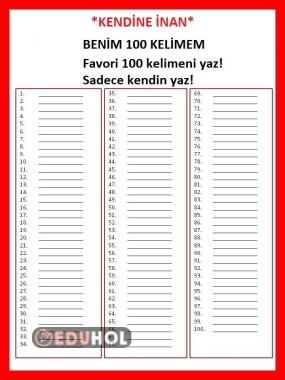 100 KELİME YAZ