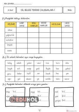 DİL BİLGİSİ TEKRAR ÇALIŞMALARI-1