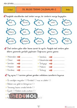 DİL BİLGİSİ TEKRAR ÇALIŞMALARI-2