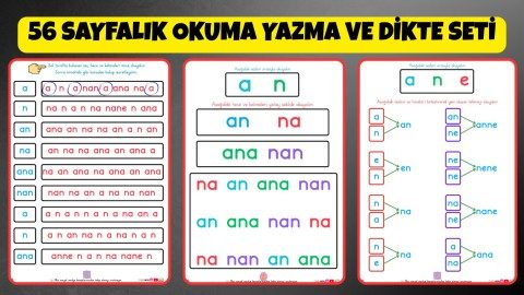 Okuma Yazma ve Dikte Seti 28 Harf (Toplam 56 Sayfa)